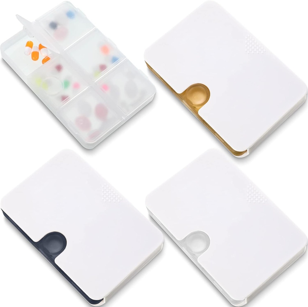 Patelai 3部分の旅行丸薬のオルガナイザー6のコンパートメントのポケットのための携帯用丸薬の場合 小さい引出しのタイプ薬箱 高齢者のタラのレバー オイル3色のための錠の穴が付いているビタミンのホールの容器