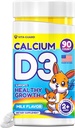 子供のためのカルシウムD3ケガブル錠 - 640 mgカルシウム&320 IUビタミンD3 - 非GMO、ミルクフレーバー - 骨と歯のサポートサプリメント - 年齢のための90錠2 +