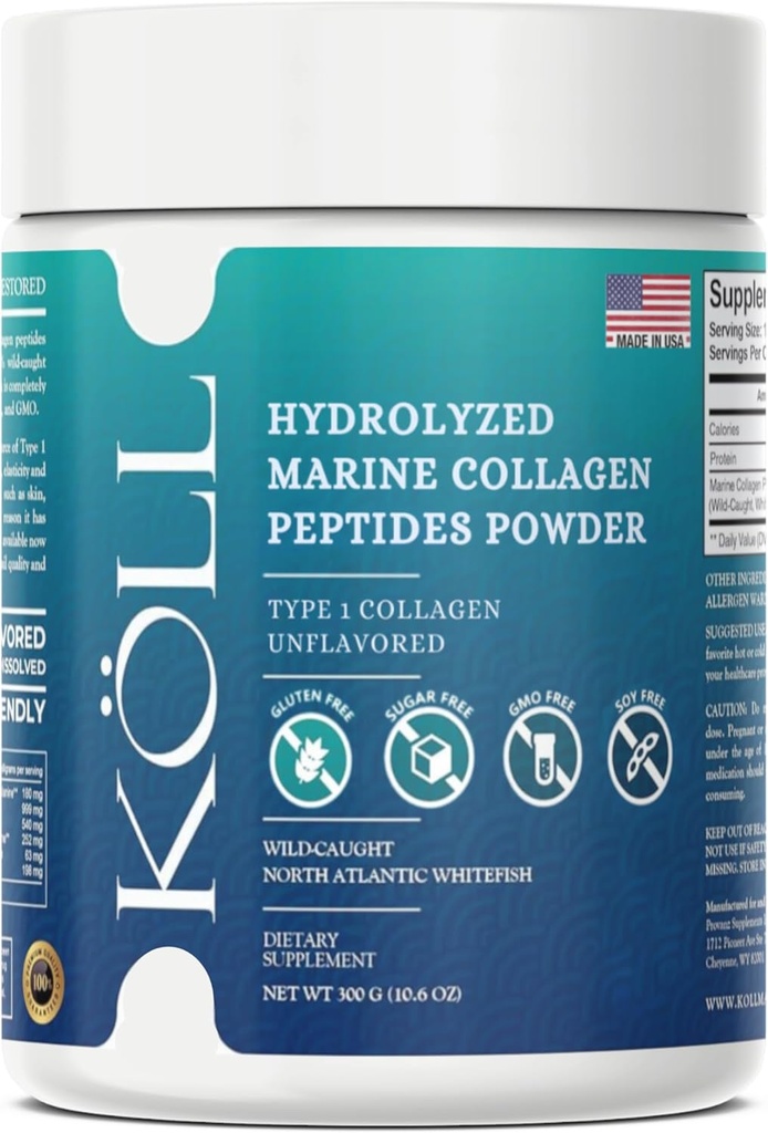 KÖLLの女性の及び人のための海洋のコラーゲンのペプチッド粉(300g)のUnflavored砂糖なしのコラーゲン、10,000mg加水分解された補足、ワイルドキャッチの源を付けられた、非GMO、0%の保存性は骨及び皮の健康のためのタイプ1をタイプします
