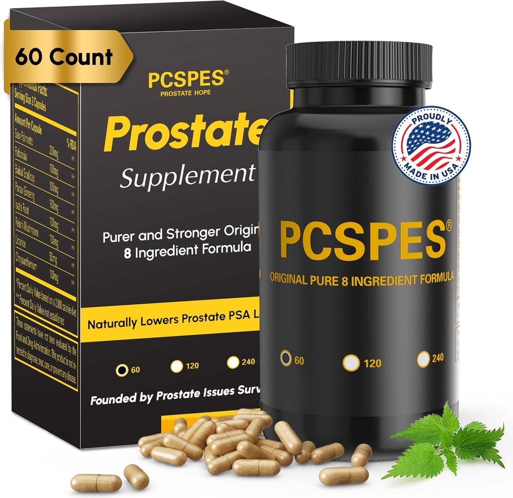 Prostate Health Supplements for Men - Lower PSA Levels Naturally with Saw Palmetto & 7 Pure Herbs - Bladder Control Supplements & Reduce Nighttime Urination 60 Count
