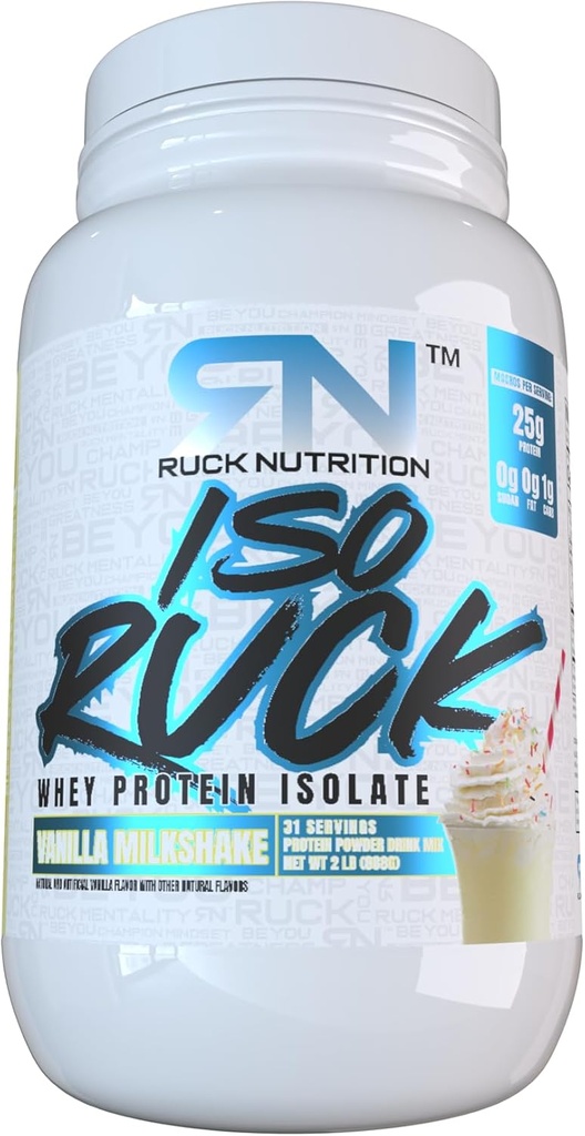 RUCK NUTRITION ISOプロテインパウダー | 100% 乳液プロテインアイソレート | 筋肉の回復のためのタンパク質の25G | 脂肪の0g、砂糖の0g | グルメテイスティング(30 サービング、バニラミルクシェイク)