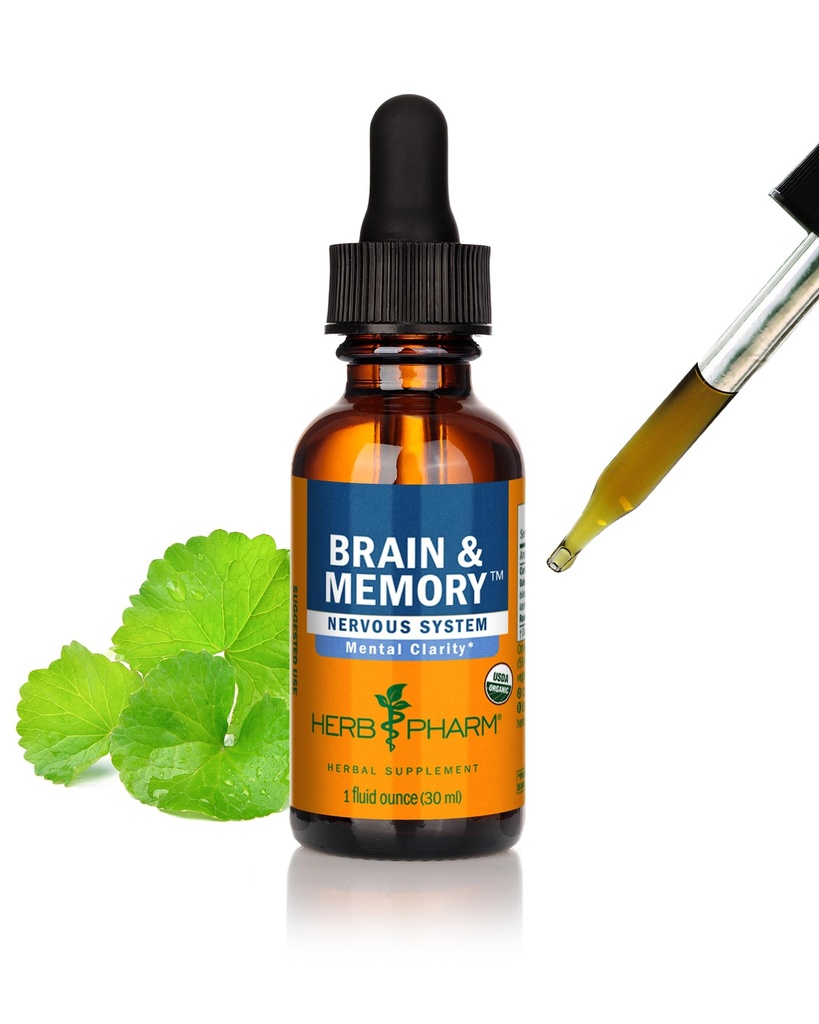 ハーブ Pharm 有機性向知性脳 & Ginkgo Biloba 液体抽出物と記憶サプリメント: メンタル フォーカス サポート、銀杏サプリメント、ビーガン、グルテンフリー、非GMO、1 Oz のための高速吸収