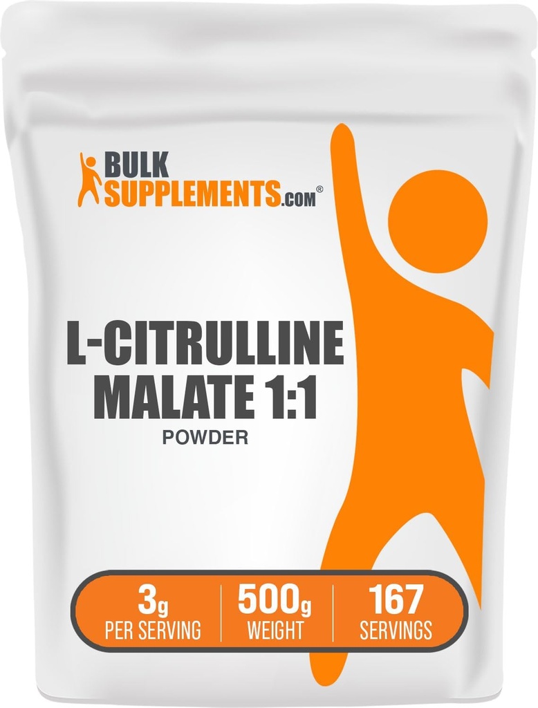 BulkSupplements.com L-Citrulline Malate 1:1パウダー - シトルリンパウダー、アミノ酸サプリメント - 無風味&グルテンフリー - 給餌ごとに3g、500g(1.1ポンド)(パッケージ1)