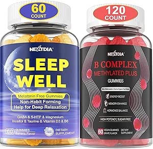 Melatonin Free Natural Sleep Gummies for Adults + Vitamin B Complex Gummies for Women