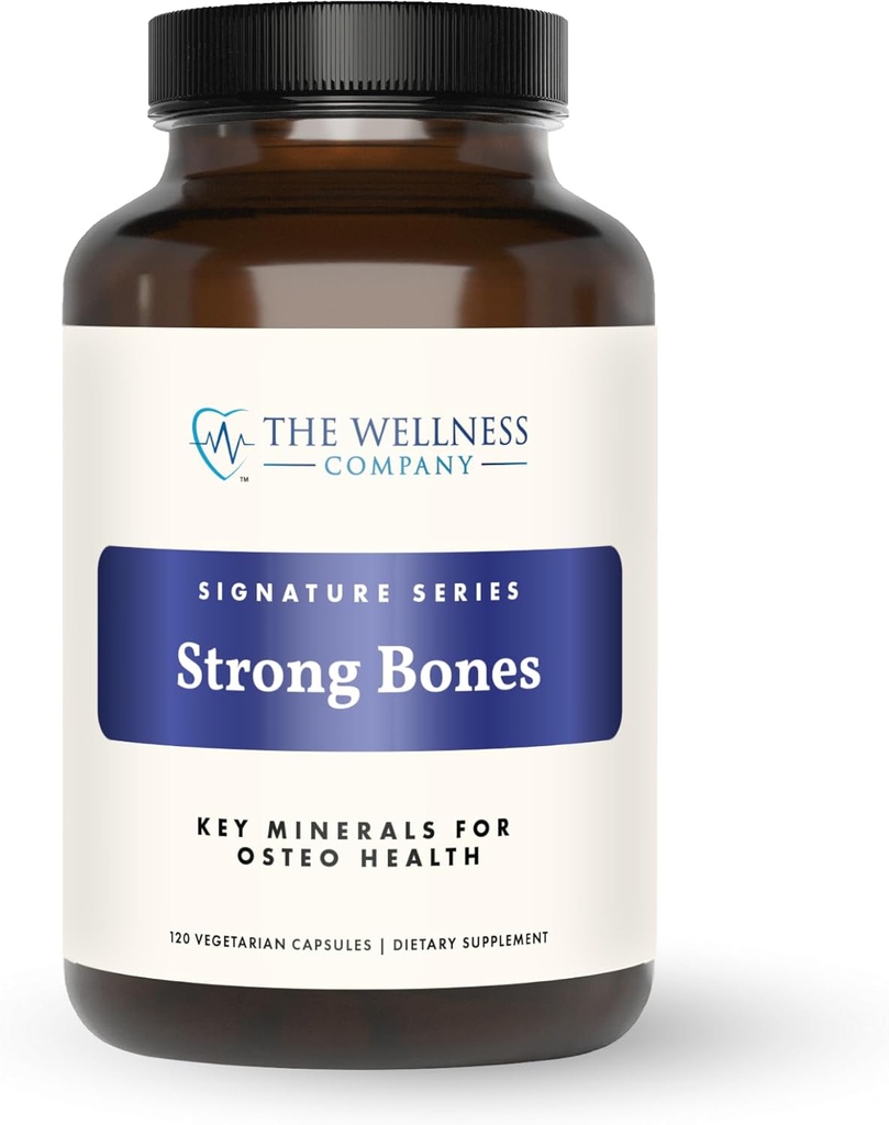 The Wellness Company Strong Bones | 120 Capsules (2-Month Supply) | Made with Key Minerals to Help Build Bone Strength | Non-GMO, Vegan, Gluten Free | for Supporting Bone Strength and Health
