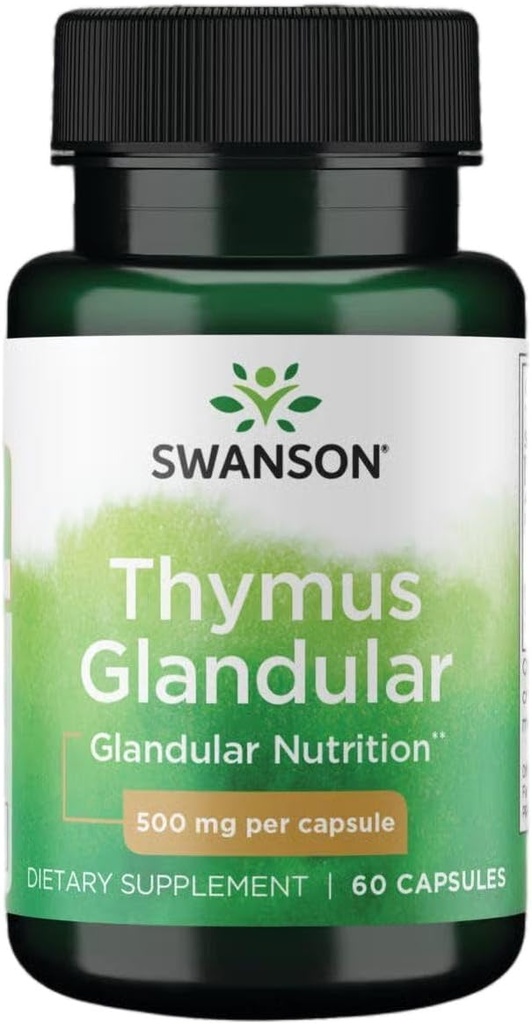 Swansonの未加工Thymus Glandular 500のミリグラム60のカプセル