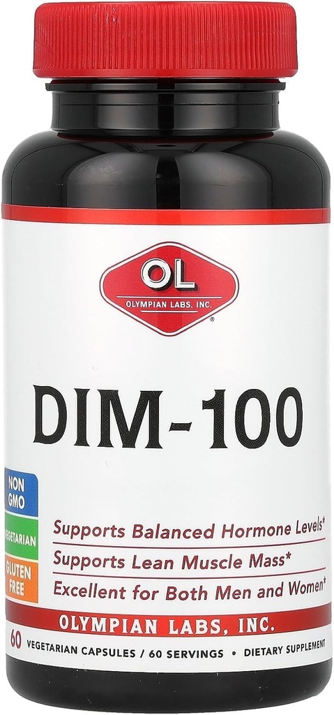 Olympian Labs DIM Supplement 100mg - Daily Capsules - Diindolylmethane for Men and Women, 100 Mg, 60 Count