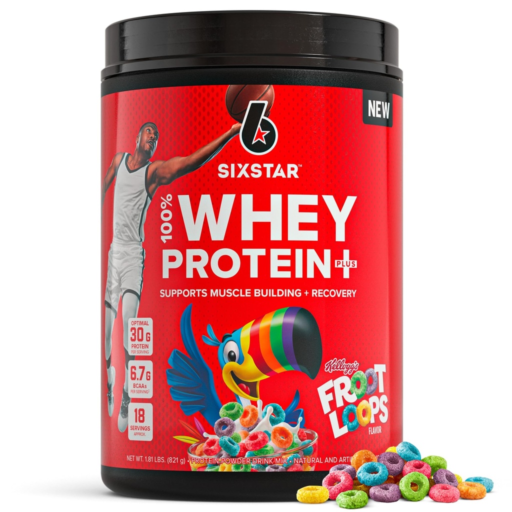 シックススターウィイプロテインパウダープラス - Whey Isolateパウダー、BCAAs、30gプロテイン、免疫サポート - ポストワークアウトサプリメント - KelloggのFrootループ味、1.8ポンド