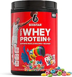 Six Star Whey Protein Powder Plus - Muscle Building & Recovery Formula with Whey Isolate Powder, BCAAs, 30g Protein, Immune Support - Post-Workout Supplement - Kellogg’s Froot Loops Flavor, 1.8 lbs