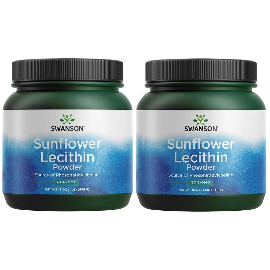 Swanson Sunflower Lecithin Brain Health Nervous System Support Non-GMO Soy Free Vegetarian 16 oz (1lb) 454グラムパウダー(2パック)