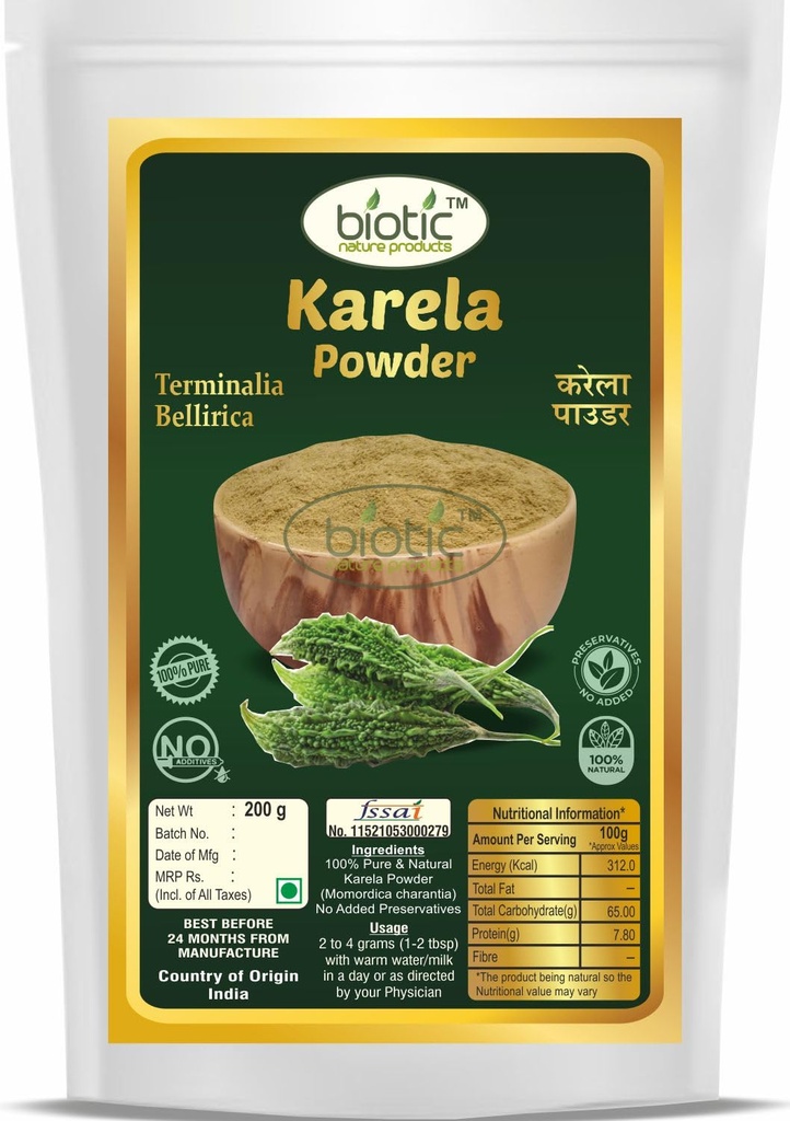 Biotic Organic Karela Powder Eating - Bitter Gourd Powder - Kakarakaya Powder - 200gm