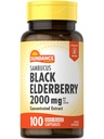 Sundance Sambucus ブラックエルダーベリーカプセル | 2000mg | 100カウント | 非GMOとグルテンフリーサプリメント