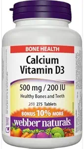 ビタミンD3 200iu、275タブのボーナス パックが付いているWebber自然カルシウムの炭酸塩500mg