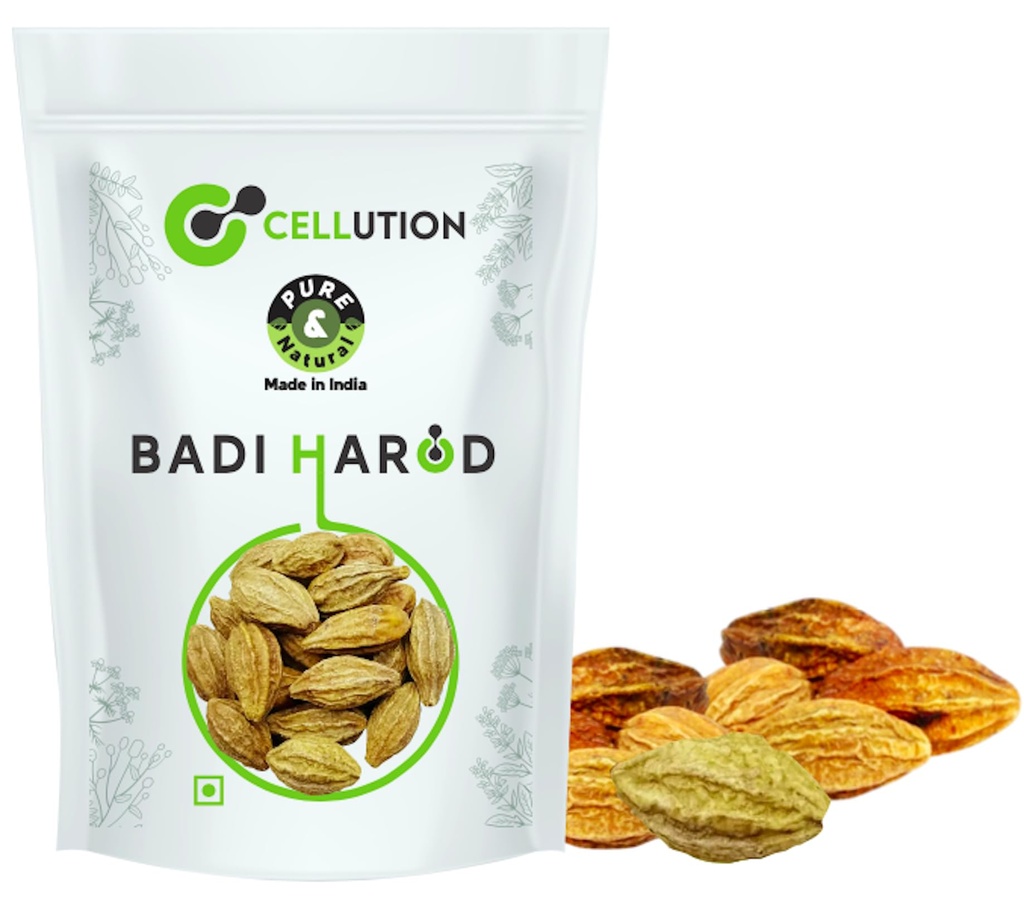 CELLUTION Badi Harad (Sabut) - 200gm Haritaki | Karakkaya | Yellow Terminalia Chebula | Kadukkai | Haritaki Natural | Inknut Whole | Harad Badi Pili | (200 Grams)