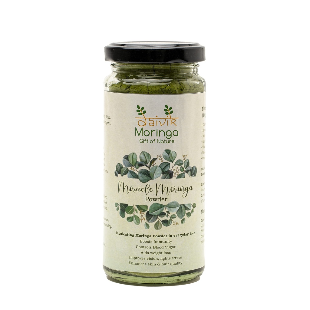 Daivik Moringa Miracle Moringa Powder, Dried leaf powder, Plant Based, Rich in Antioxidants, Superfood (120 grams)