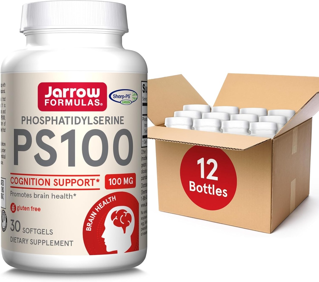JarrowフォーミュラPS100 Phosphatidylserine 100 mg、脳の健康と認知サポートのためのサプリメント、30 Softgels、10-30デイサプライ、12のパック