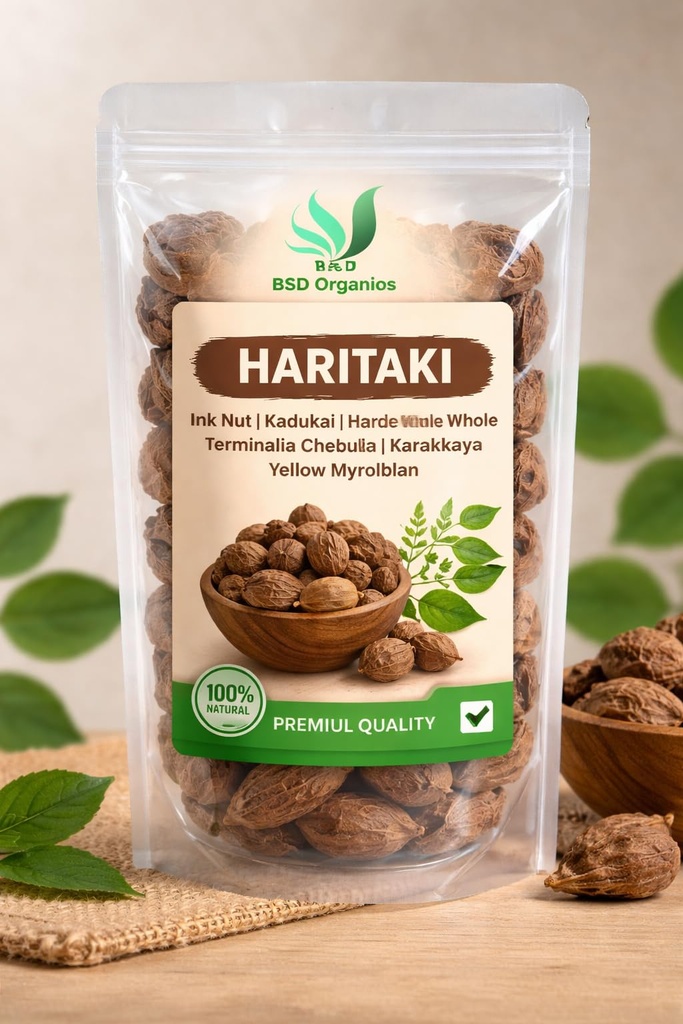 BSD Organics HerbY haritaki/Ink Nut/Kadukkai/harde whole/terminalia chebula/Karakkaya/Yellow myrobalan- 50g