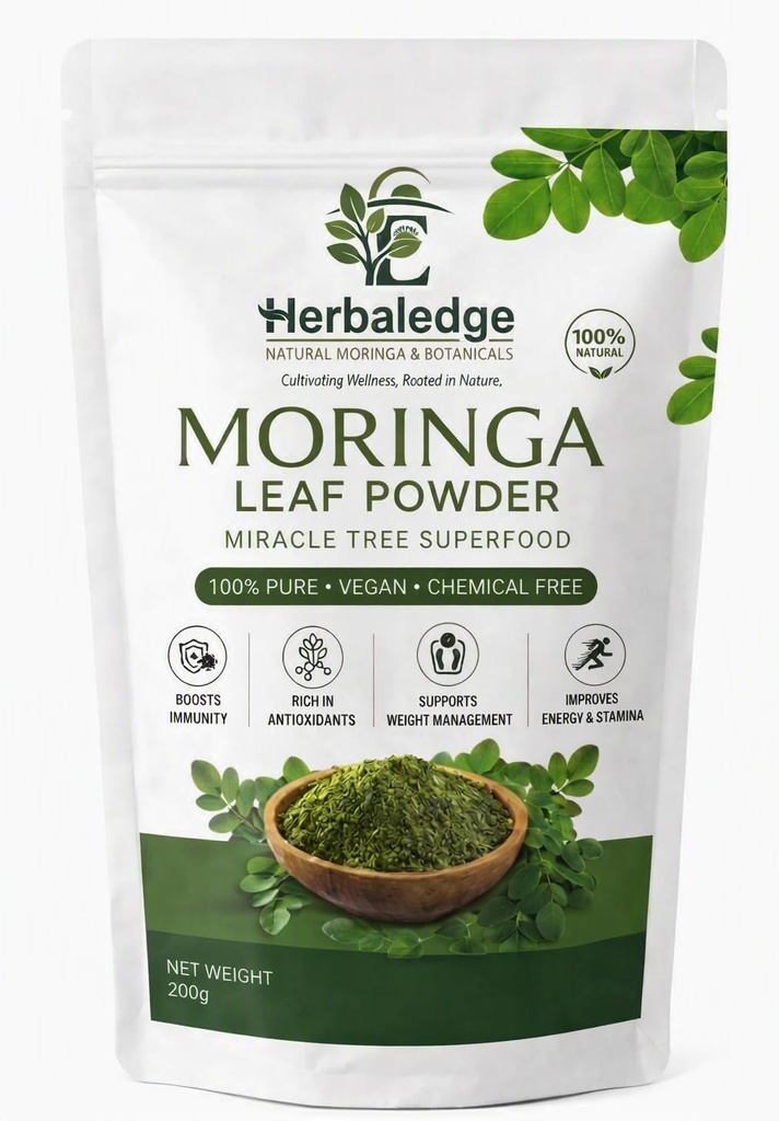 100% Natural Moringa Powder – Vegan Superfood for Energy,Immunity And Digestion, 200 g,Rich in Vitamines, Iron,Calcium,Protein,Minerals and Antioxident.
