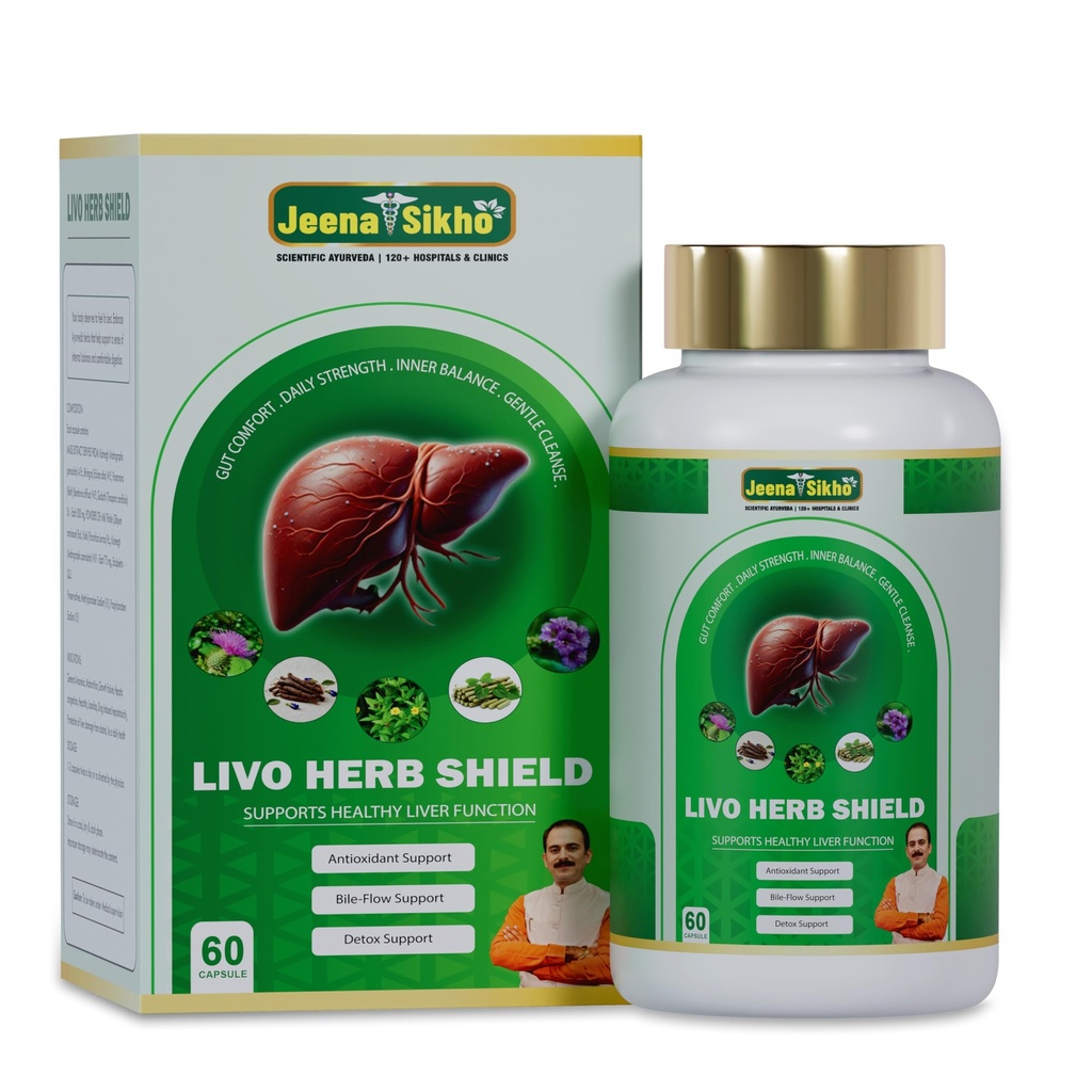 Jeena Sikho Livo Herb Shield | Ayurvedic Herbal Capsules with Kalmegh, Kutki & Guduchi | Herbal Supplement for Daily Use | 60 Capsules