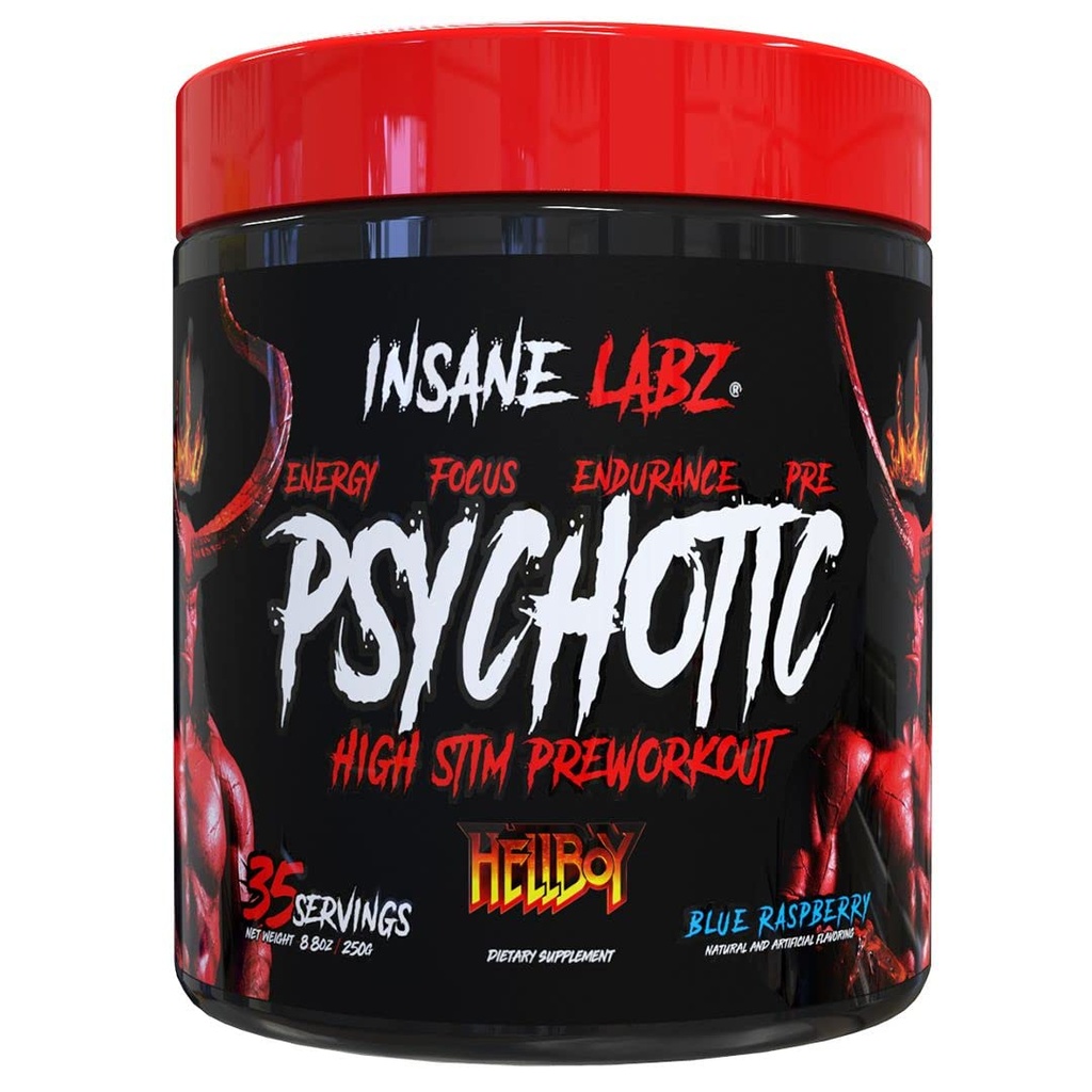 Insane Labz Hellboy Edition、高興奮剤プレワークアウトパウダー、ベータアランナイン、Lシトルリン、カフェイン、ブーストフォーカス、エネルギー、耐久性、ニトリクオキサイドレベル、35 Srvgs、ブルー Rasp