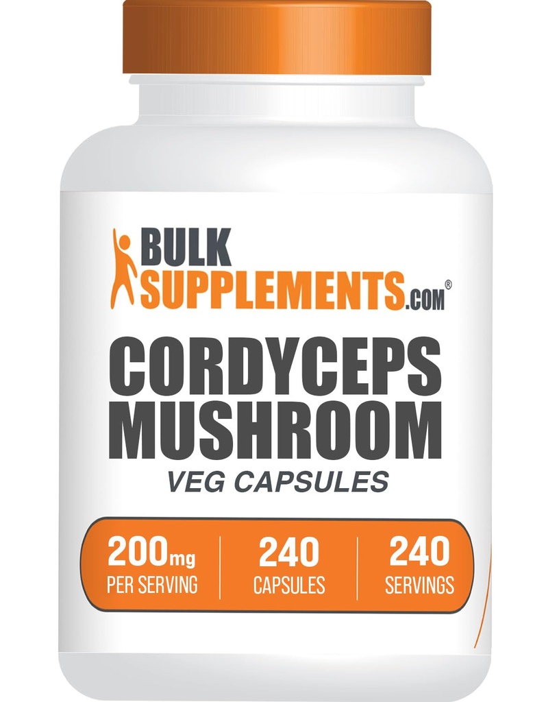 BulkSupplements.comコルディセプキノコカプセル - コルディセプ抽出物、コルディセプSinensisから - グルテンフリー、2000mg相当のサービング - サービングあたりの1カプセル、240ベジーカプセル(1パック)