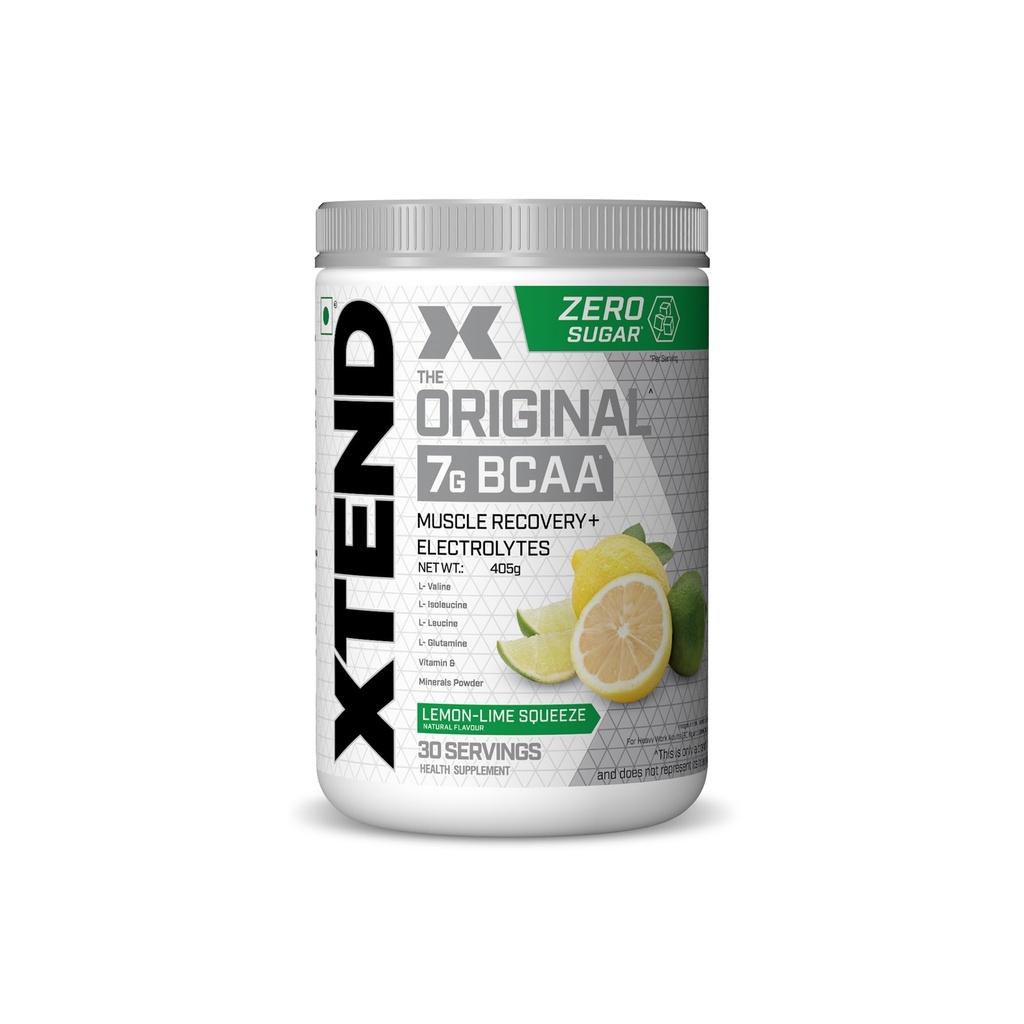 XTEND Original BCAA Powder (Lemon Lime Squeeze), 7g BCAAs in 2:1:1 Ratio, Intra Workout Support with Glutamine & Electrolytes, Amino Acids for Hydration & Muscle Recovery, 405 gm, 30 Servings