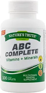 Nature's Truth ABC Complete Vitamins + Minerals Multivitamin Mineral Supplement - 100 Coated Caplets, Pack of 2