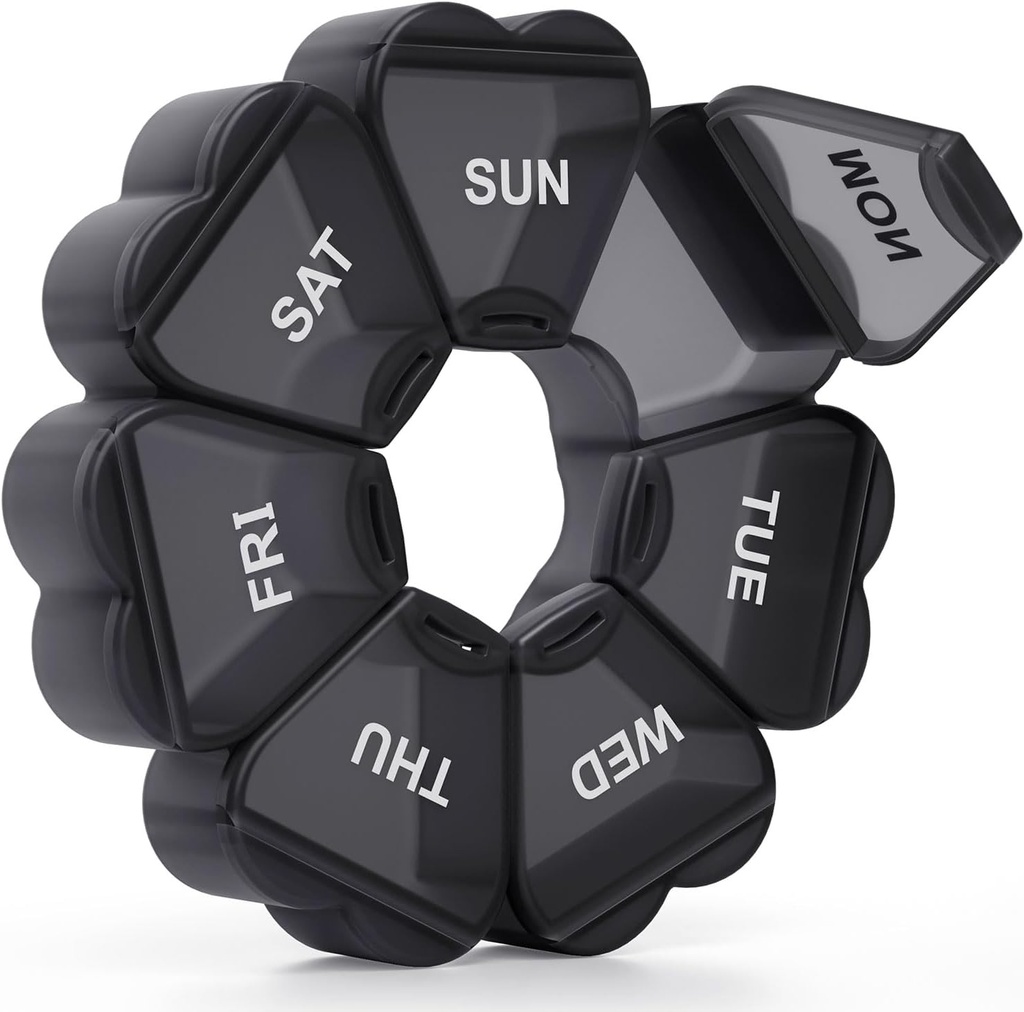 大型週刊ピルオーガナイザー、ピルボックス7日、KAPENS毎日のビタミンケース大容量コンパートメント、魚油薬のサプリメント、黒のためのピル容器