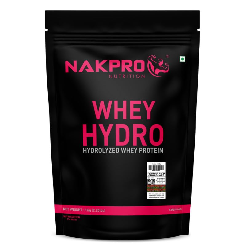 NAKPRO NUTRITION HYDRO Whey Protein Hydrolyzed | 26.4g Protein | 1 Kg DoubleRich-Chocolate