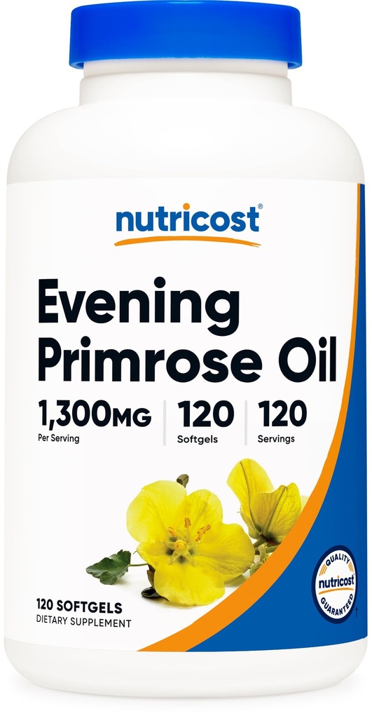 Nutricost イブニング Primrose オイル 1,300 mg, 120 Softgels - Cold Pressed, Non-GMO, Gluten Free, 120 サービング