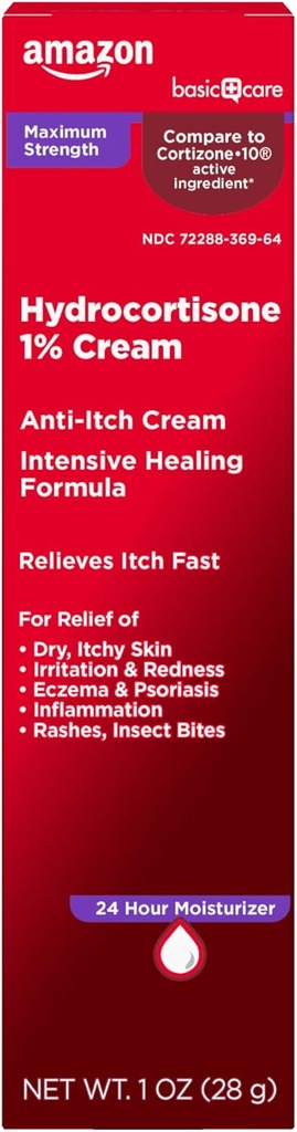 基本的な心配の最高の強さのアンチ・イッチのクリーム、Hydrocortisone 1のパーセントの集中的なHealingの方式、バグ ビット、Eczema、Psoriasis、Poisonのアイビー、オークおよびSumac、1オンス(パッケージ1)