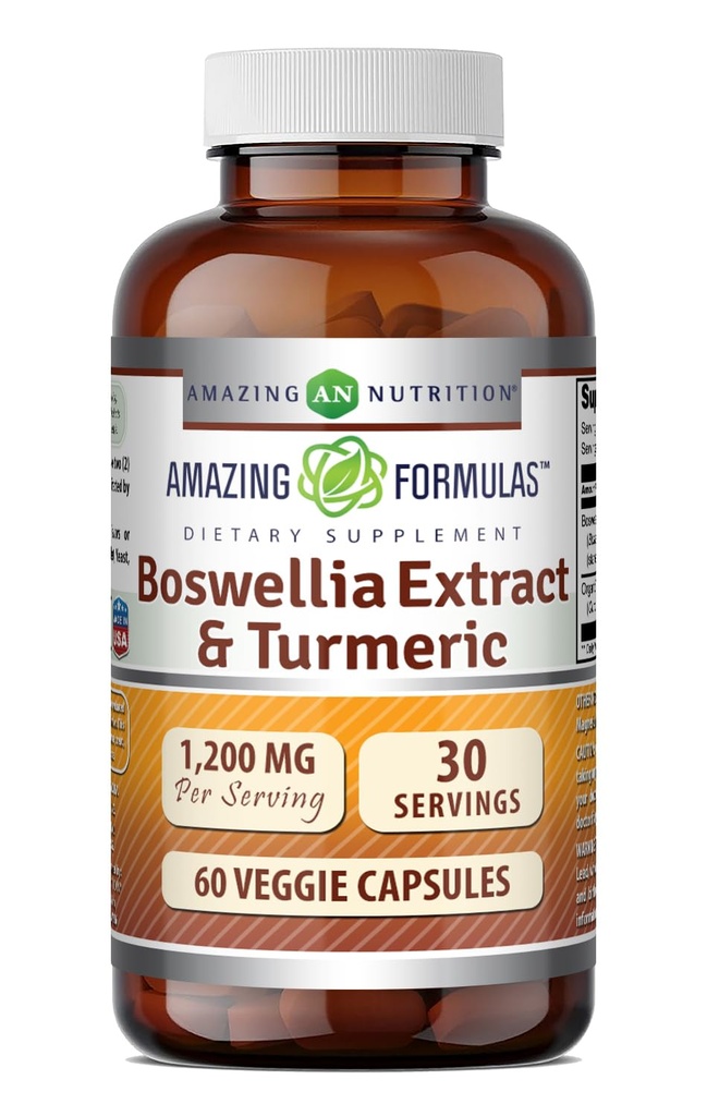 アメイジングフォーミュラボスウェリアエキス&ターメリックサプリメント | サービングあたりの1200 Mg | 60 Veggie Capsules | Non-GMO | Gluten Free | アメリカ製 |