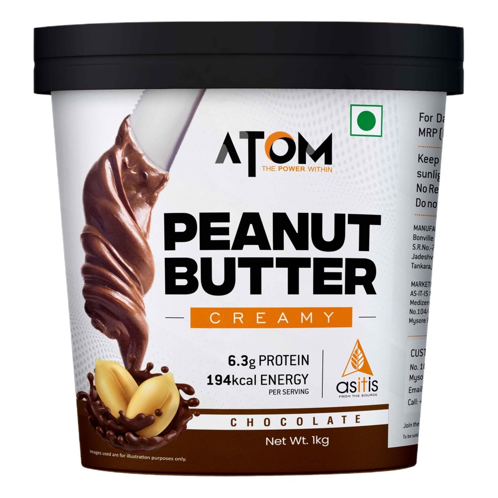 Asitis Nutrition ATOM Chocolate Peanut Butter Creamy 1Kg | Gluten Free | Cholesterol Free
