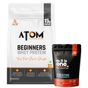 AS-IT-IS ATOM Beginners Whey Choco Hazel Fusion 1kg+ AS-IT-IS Creatine 100g (Combo Pack)