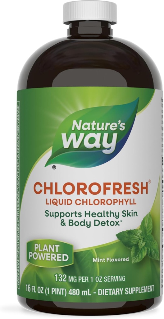 Nature's Way Chlorofresh, 液体クロロフィル, ヘルシースキン&ボディデトックスをサポートしています*, 内部消臭サプリメント*, 肝臓解毒パスウェイをサポート*, ミント風味, 16 Fl. Oz