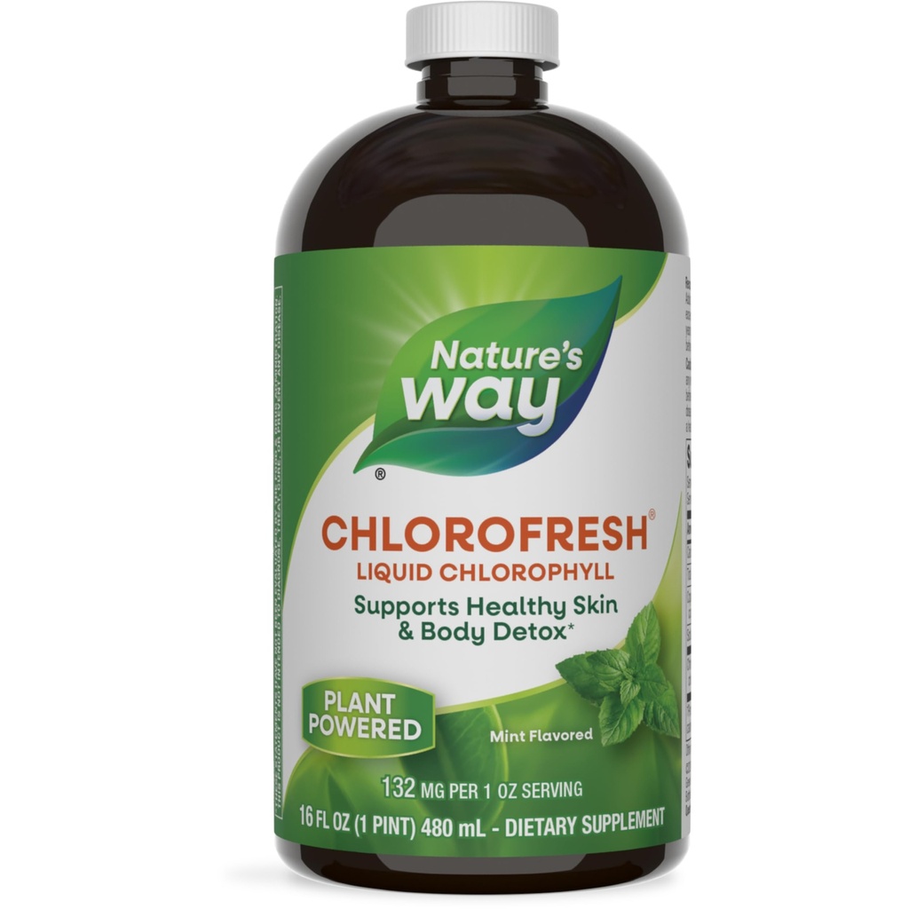 Nature's Way Chlorofresh, 液体クロロフィル, ヘルシースキン&ボディデトックスをサポートしています*, 内部消臭サプリメント*, 肝臓解毒パスウェイをサポート*, ミント風味, 16 Fl. Oz