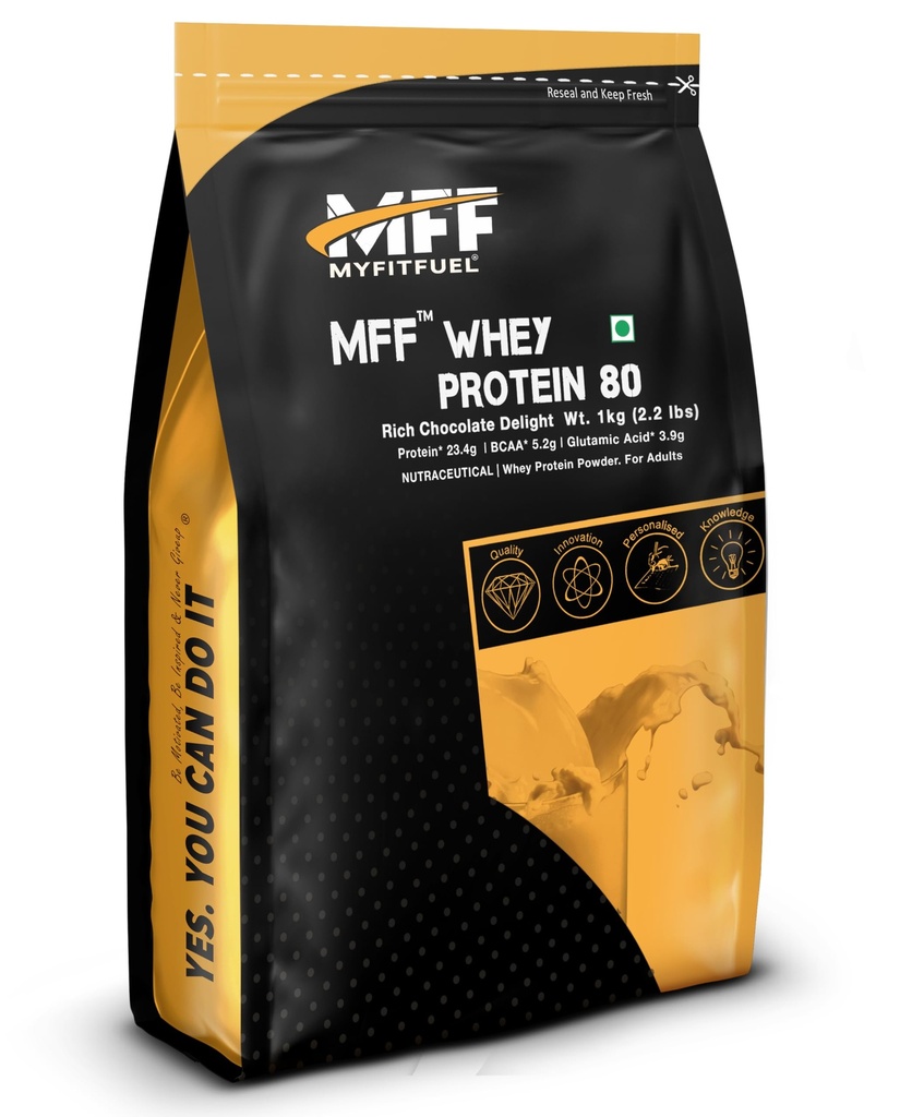 MyFitFuel MFF Whey Protein 80 | 1Kg, 30 Servings (Rich Chocolate Delight)