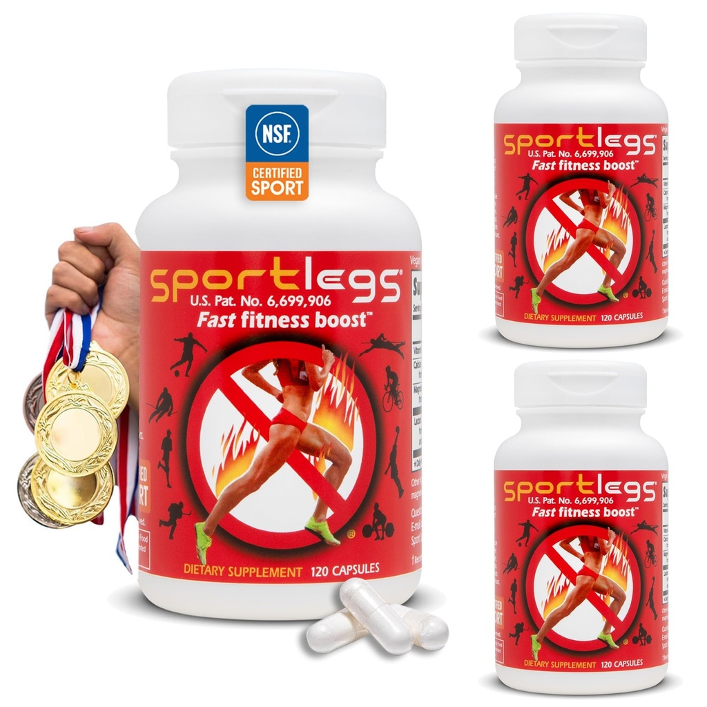 SPORTLEGSは人および女性、乳酸の補足、スポーツの持久力の燃料、ランナーのための持久力の補足のためのNSFによって証明されるスポーツ、120カプセルのびん、3のパックのためのNSFを絶食します
