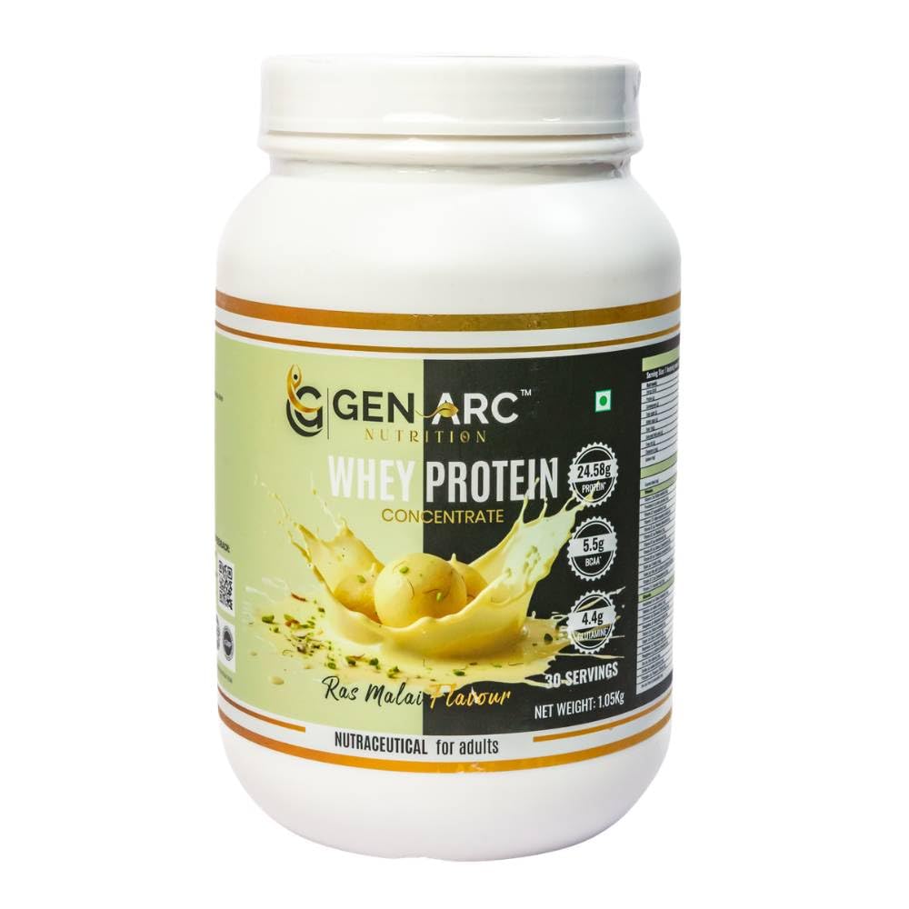 Gen Arc Whey Protein Concentrate Ras Malai Flavour | 24g Protein per Serving | | Muscle Recovery & Strength Support | 1kg