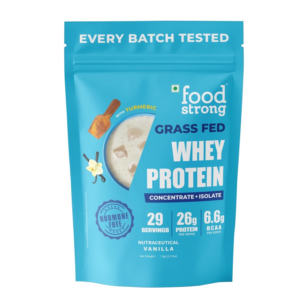 Foodstrong Whey Protein Powder Vanilla 26g Protein 1KG Premium Quality