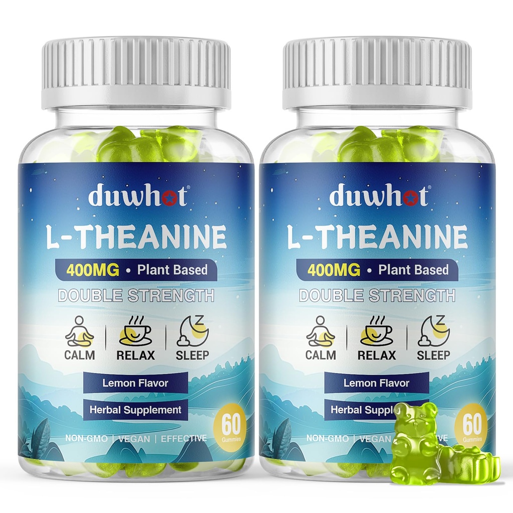 L-テアニンガミー400mg、大人&キッズ4 +、自然ストレス救済、zzZ&フォーカスサプリメント、ビーガン、低砂糖、非眠気、レモン風味、120Chewables