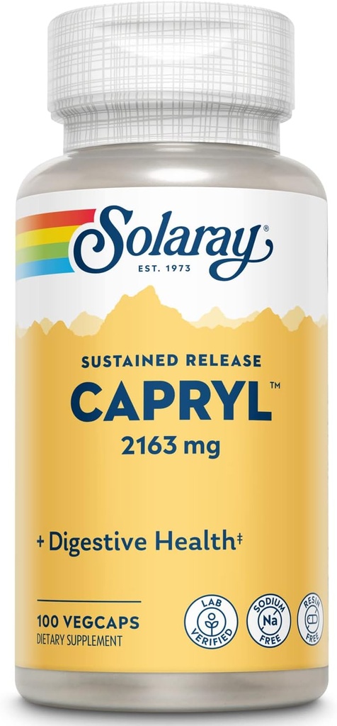 SOLARAY Capryl | ステンド・リリース・カプリル酸 | ヘルシーな胃腸管サポート | 16 便益 | 100 VegCaps