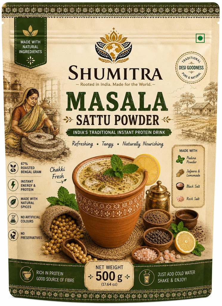 Namkeen Sattu Drink Mix 450g | Instant Sattu Sharbat with Jaljeera, Pudina & Kala Namak | Summer Cooler | No Added Sugar | No Preservatives