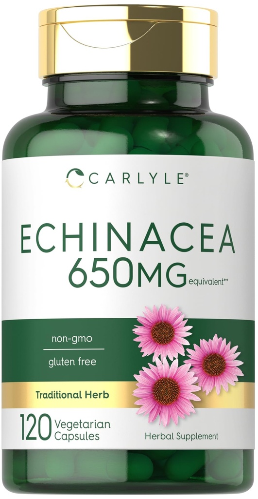 Carlyle Echinacea | 650mg | 120カプセル | ベジタリアン・非GMO・グルテンフリー対応サプリメント