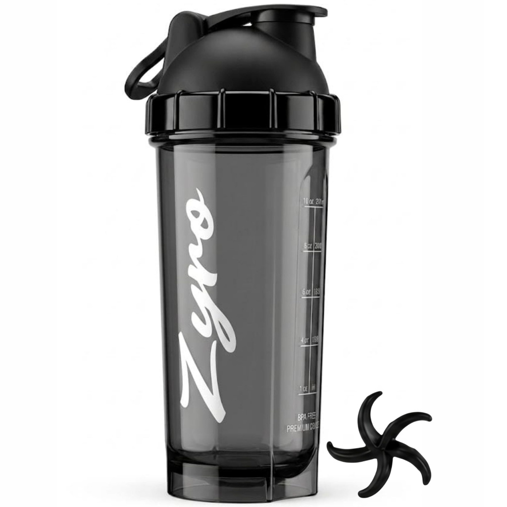 Zyro Protein Shaker Bottle 750ml PC Material with Flip Cap Smoke Black