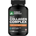 Multi Collagen Complex with Piperine | Types I, II, III, V & X | Supports Skin Elasticity, Hair Strength, Joint & Bone Health | Enhanced Absorption Formula | 100 Capsules | WHO-GMP, HACCP & ISO Certified