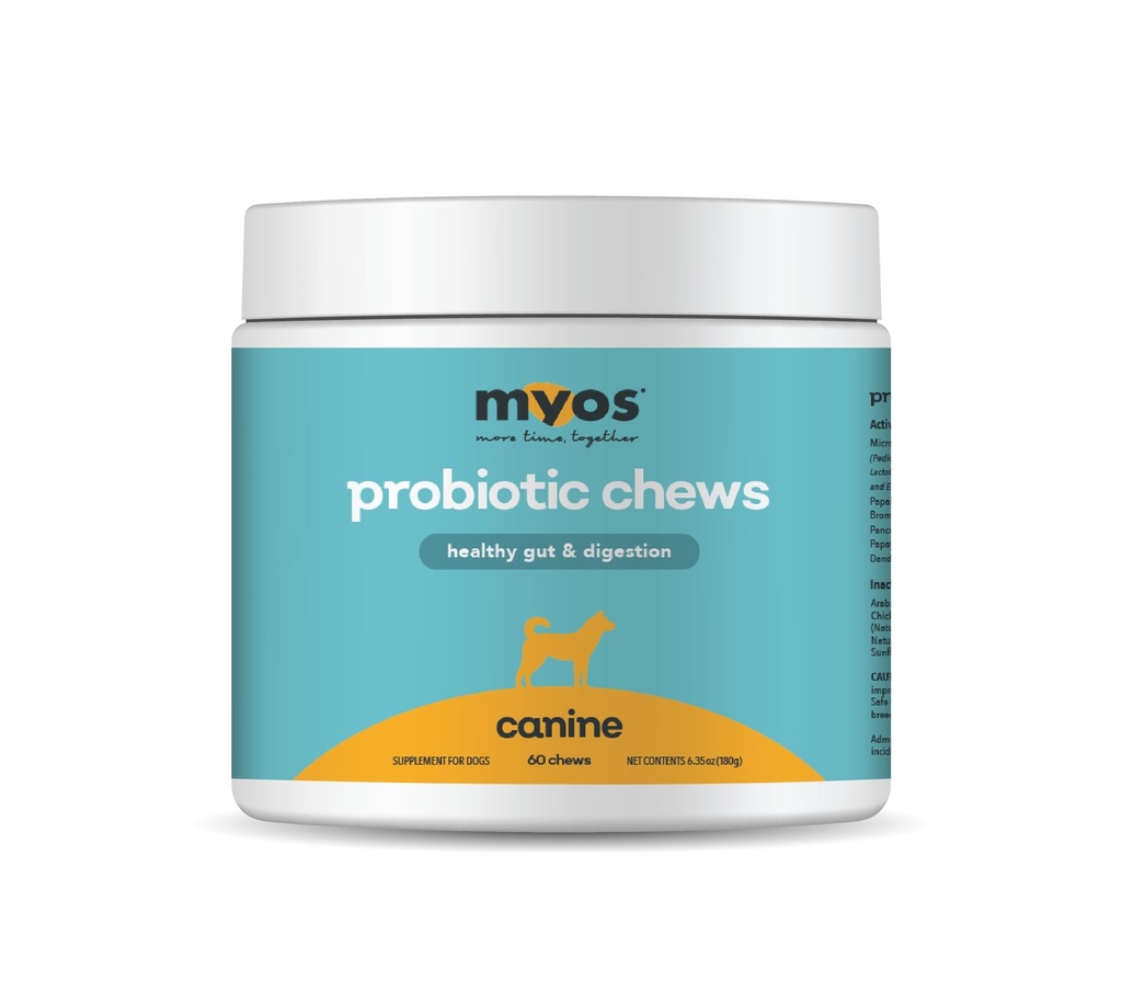 犬のためのMYOS Probiotic咀嚼 - 毎日の消化管サポート、完全な腸の健康、エイドの消化を促進し、栄養素の吸収を高めます、健康な腰掛けを支えて下さい-オールインワンChewable補足