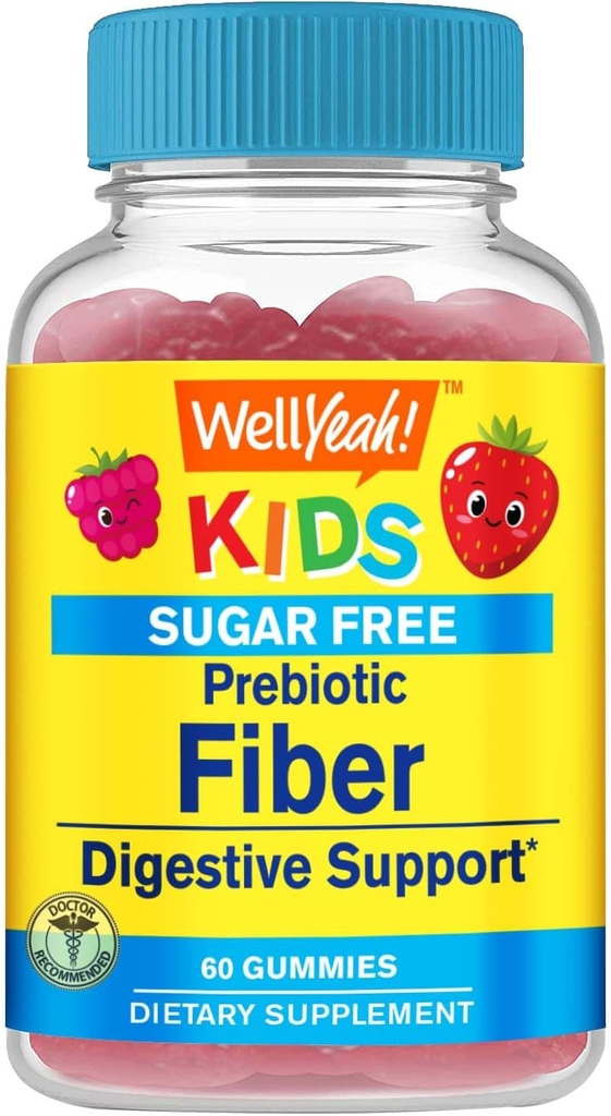 WellYeah Sugar Free Fiber Gummies for Kids(4g)| 消化器用サプリメント | プレバイオティックファイバーサプリメント | 60カウント