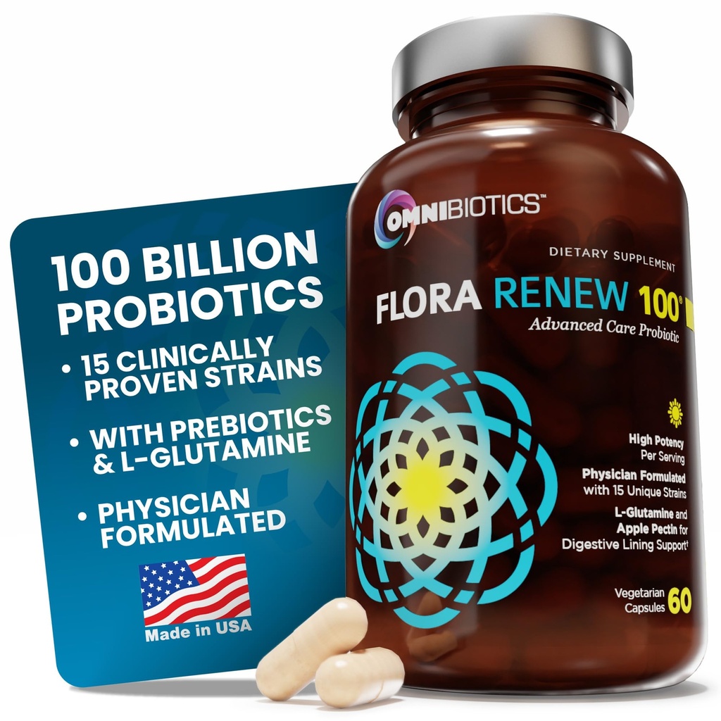 100億プロバイオティクス - 15Strain Probiotics for Women & Men, DRCaps Delayed Release, プレバイオティクス, L-グルタミン, アップルペクチン, ガットライニングサポート, シェルフ安定, 非GMO, 60 大人のビーガンカプセル