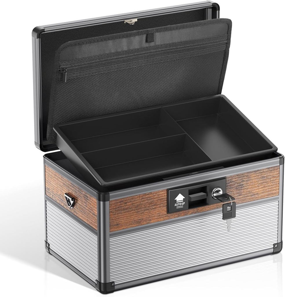 Glosenの薬ロック箱、錠の薬箱、保証ロック箱【中型の黒】 12 x 7.68 x 7.87インチ、薬のための最初の援助のキーの安全な箱